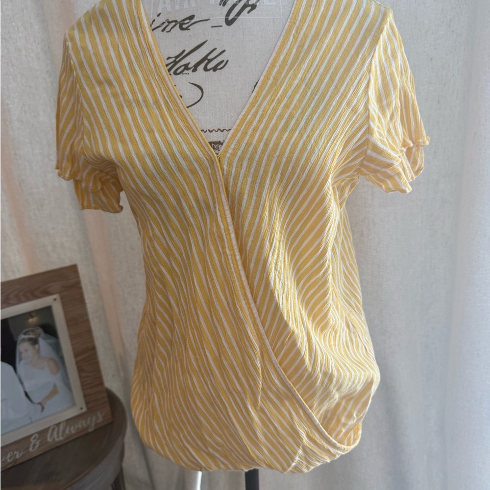Michael Kors Yellow and White Striped Blouse